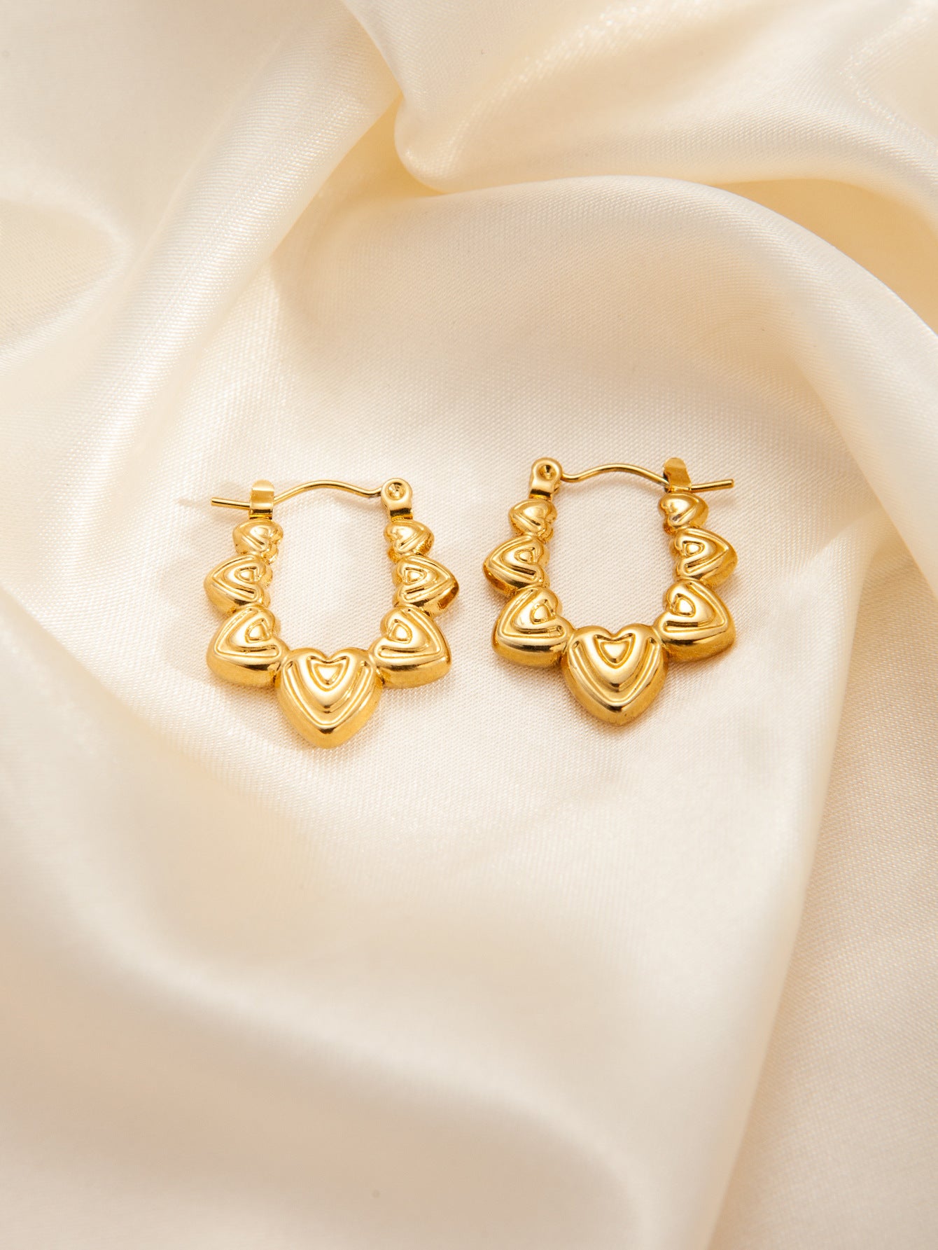 Stainless Steel Ginkgo Leaf Petals Golden Earrings
