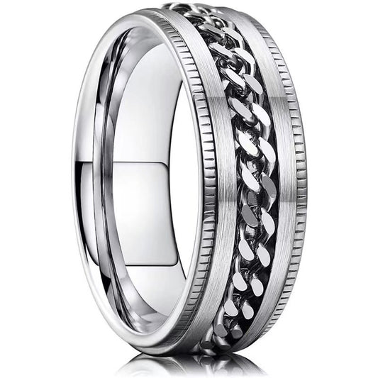 Men's Titanium Steel Embossed Chain Stainless Decompression Rings
