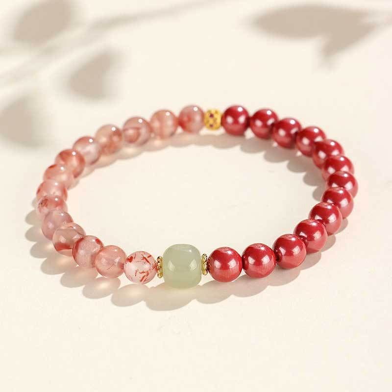 Women's Cinnabar Beaded Pearl Jade National Style Bracelets