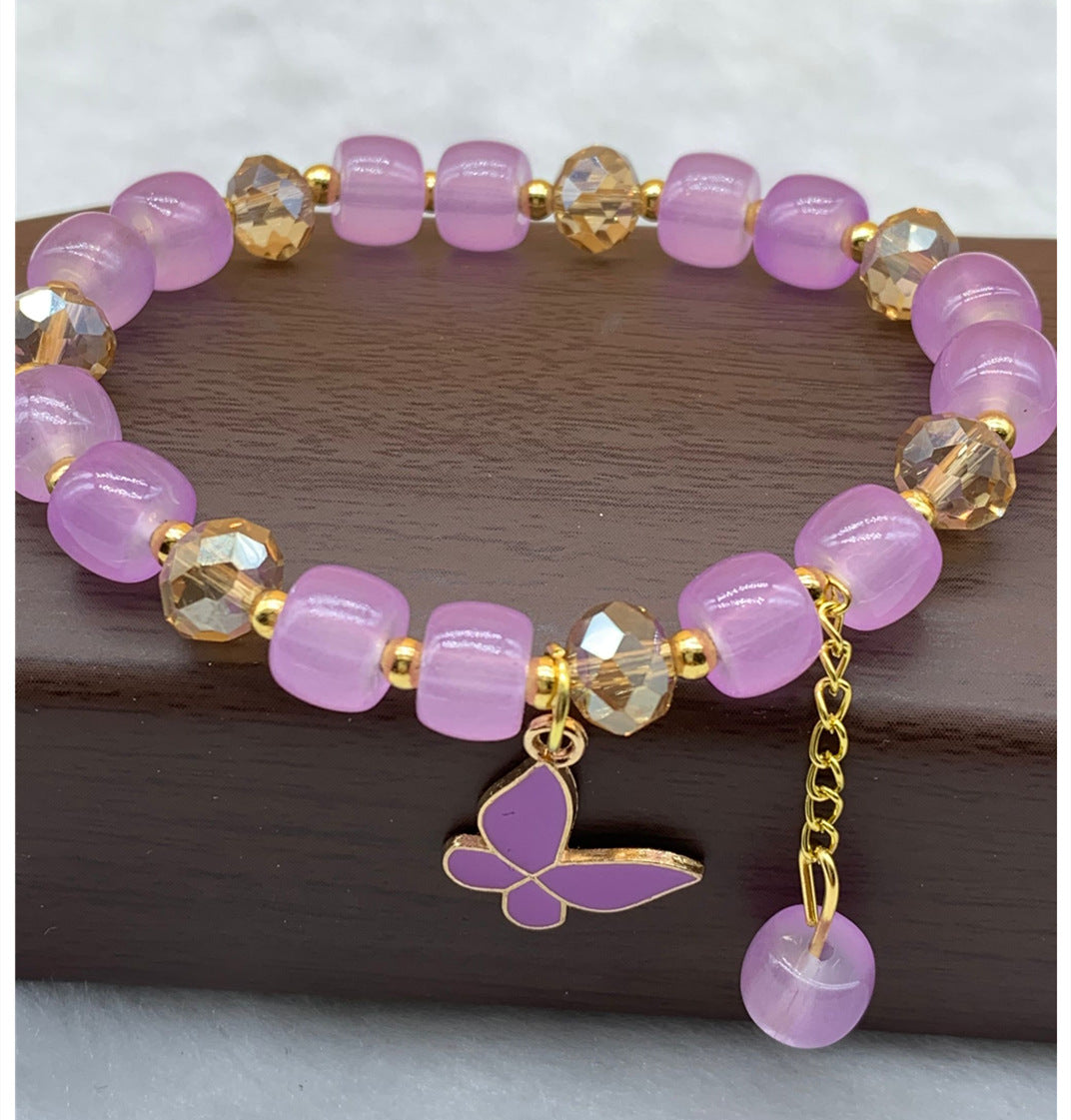 Summer Crystal Glass Butterfly String Beads Bracelets