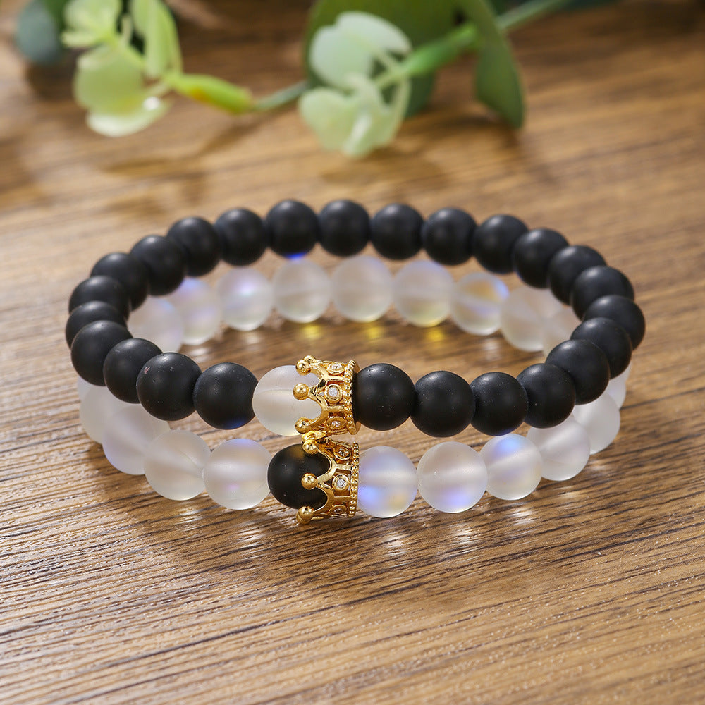 Men's Beaded Suit Map Stone Haematite Cross Bracelets