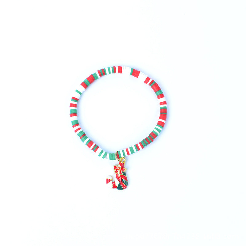 Christmas Gift Elastic String Colorful Polymer Clay Handmade Bracelets