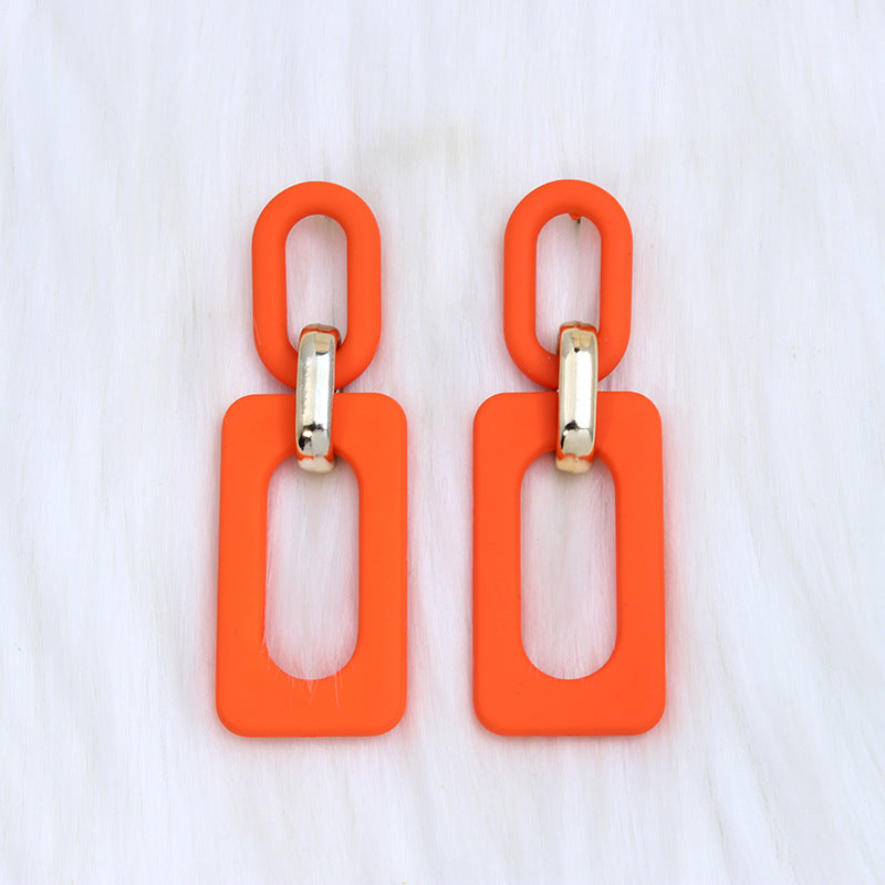 Women's Rectangular Hollow Out Stitching Acrylic Vintage Earrings