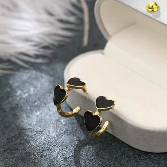 Elegance Retro Wine Red Peach Heart Feeling Rings