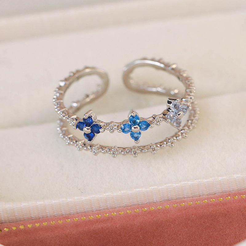 Micro Inlaid Zircon Niche Design Adjustable Rings