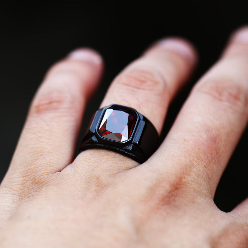 Men's Stainless Steel Electroplated Inlaid Jewel Vintage Rings