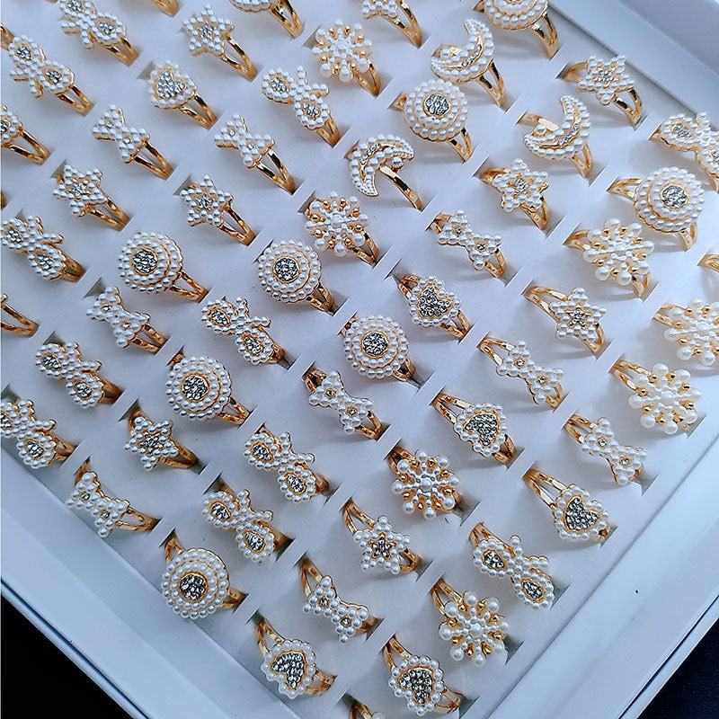 Gold-plated African Plastic Pearl Accessories More Rings