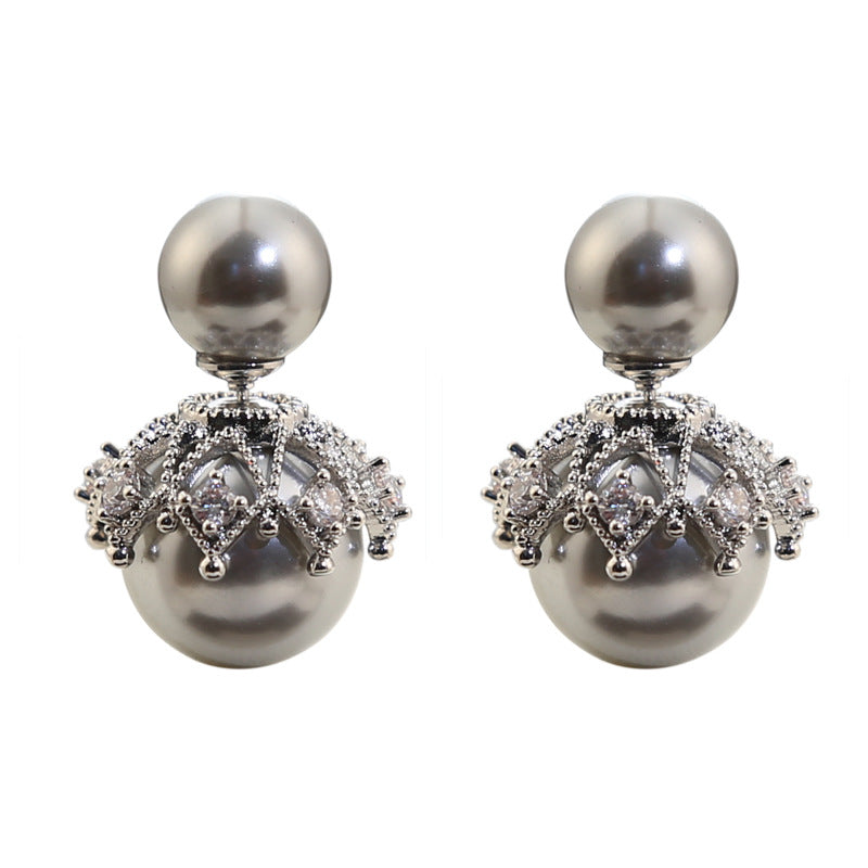 Crown Shell Pearl Ear High-grade Light Earrings