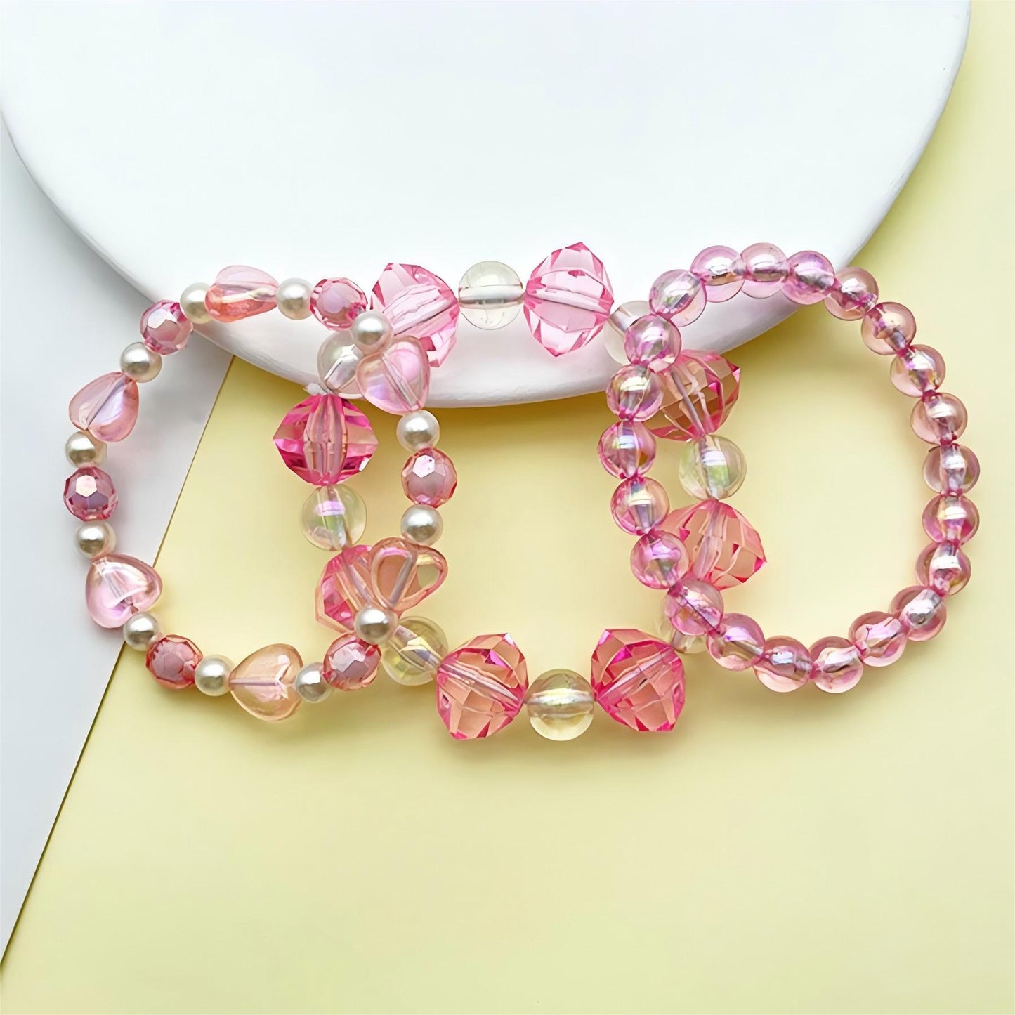 Natural Pink Crystal Cinnabar Female Acrylic Bracelets