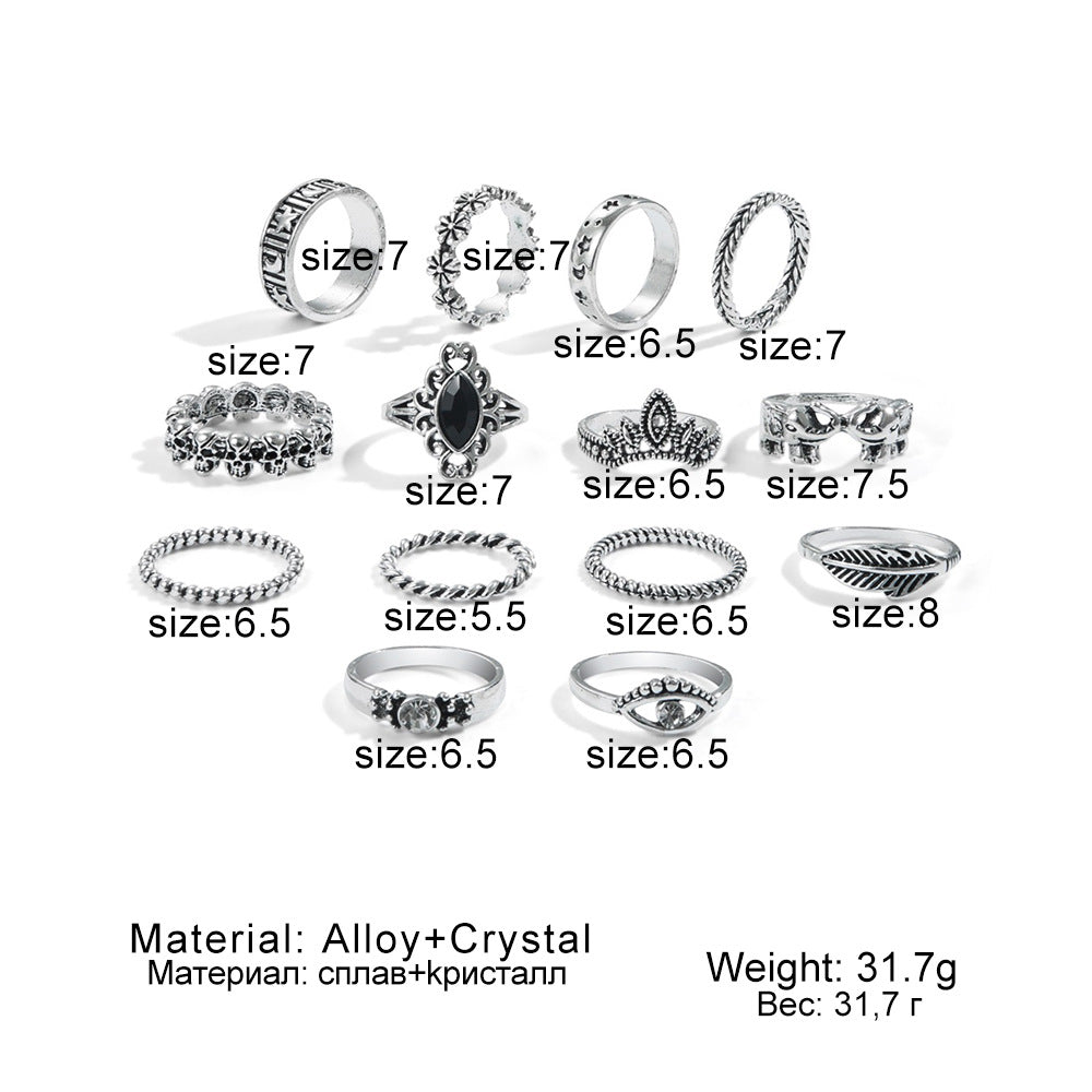 Black Diamond Elephant Skull Flower Snake Rings