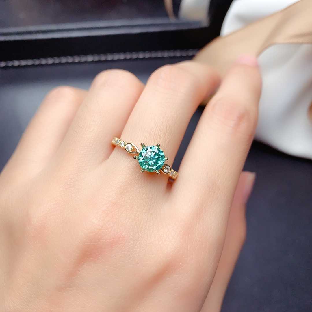 Imitation Maldives Blue Green Moissanite Eight Hearts Arrows High Rings