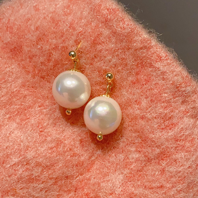 Highlight Large Pearl Sier Pin Korean Earrings