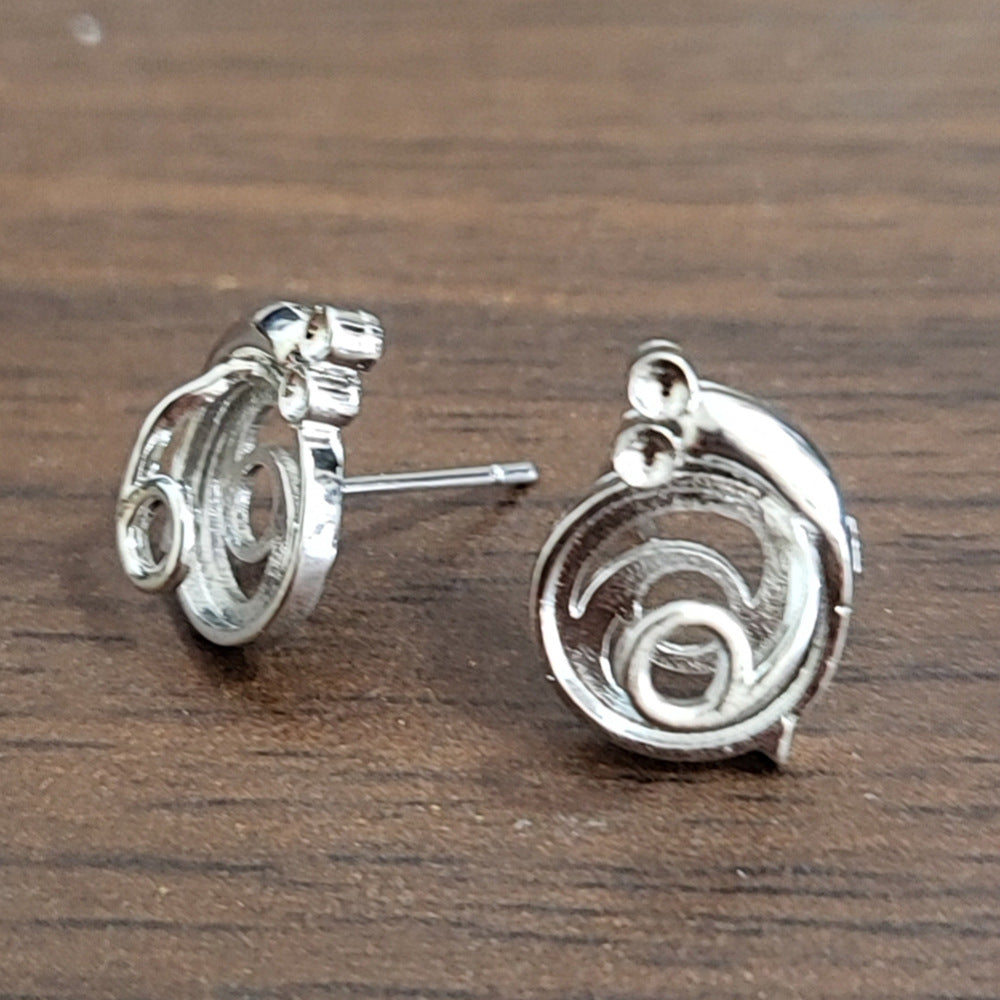 Holder Unset Accessories Buckle Copper Electroplating White Gold Color Earrings