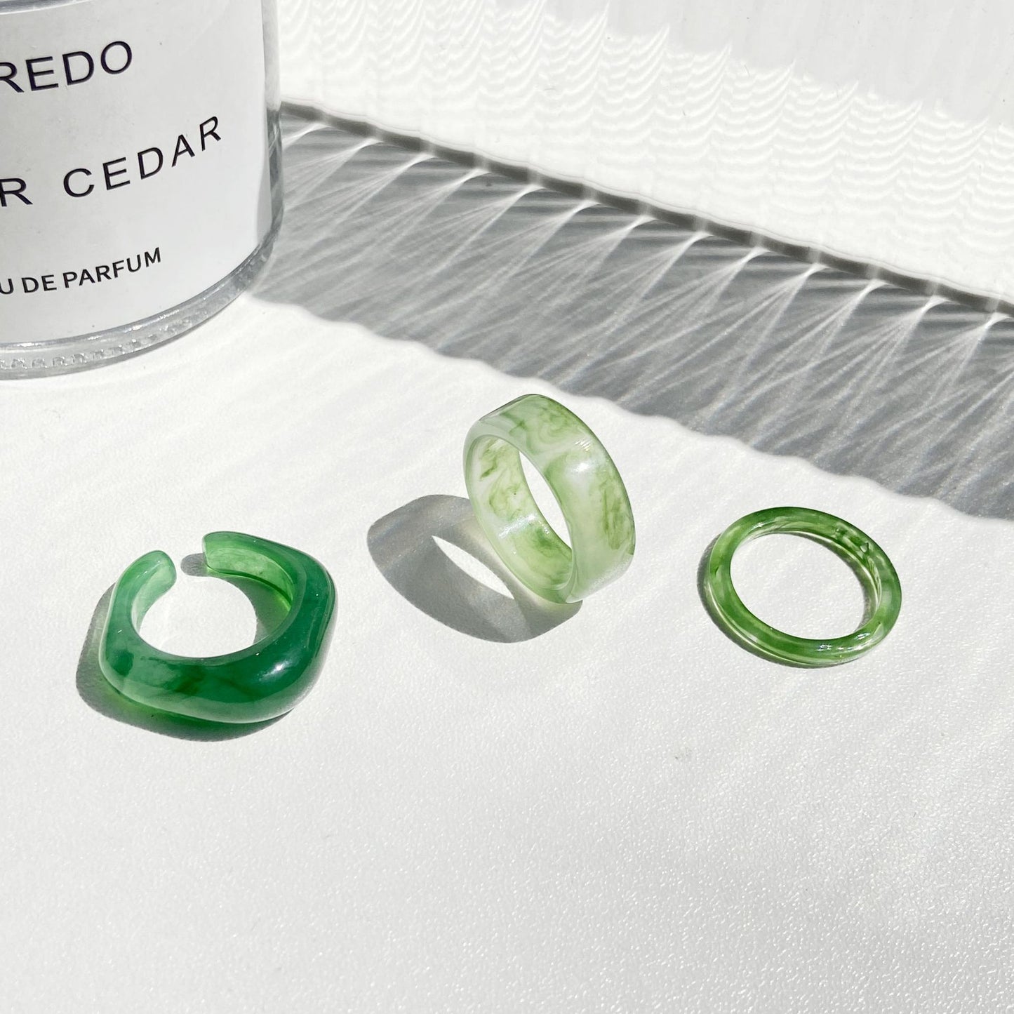 Retro Color Resin Open Ornament Geometric Rings