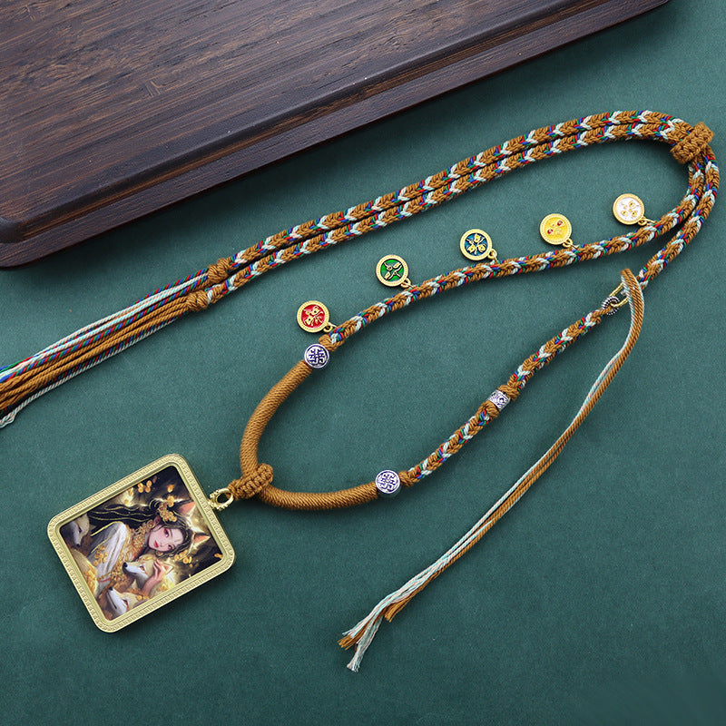 Hand Painted Golden Outline Eight Patron Necklaces