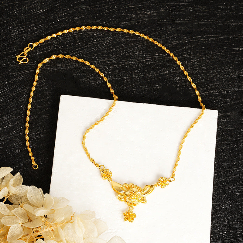 Women's Vietnam Alluvial Gold Mild Luxury Retro Sweater Necklaces