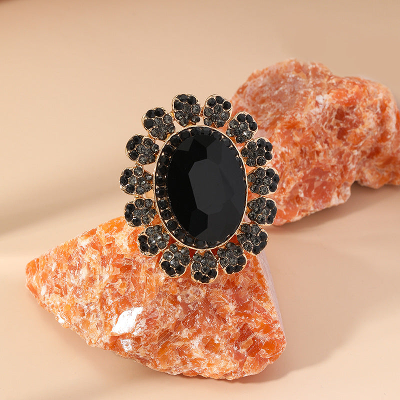 Luxury Crystal Glass Open Adjustable Fashion Rings