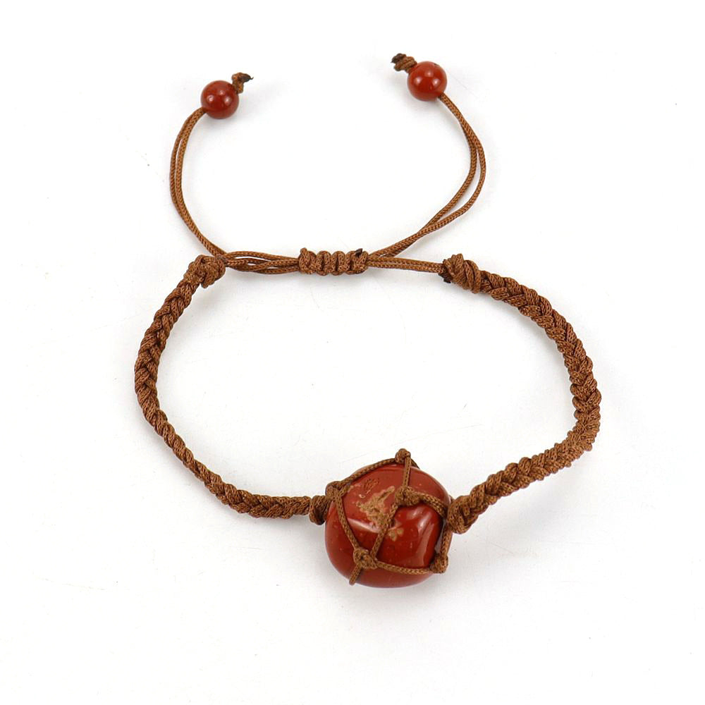 Brown Jade Thread Crystal Amethyst Stone Net Rings