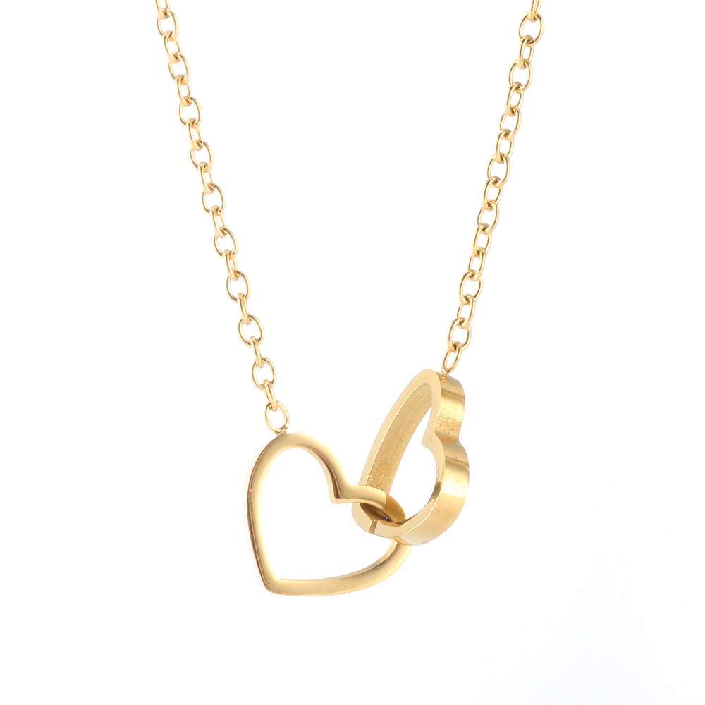 Name Lettering Fashion Short Heart-to-heart Double Necklaces