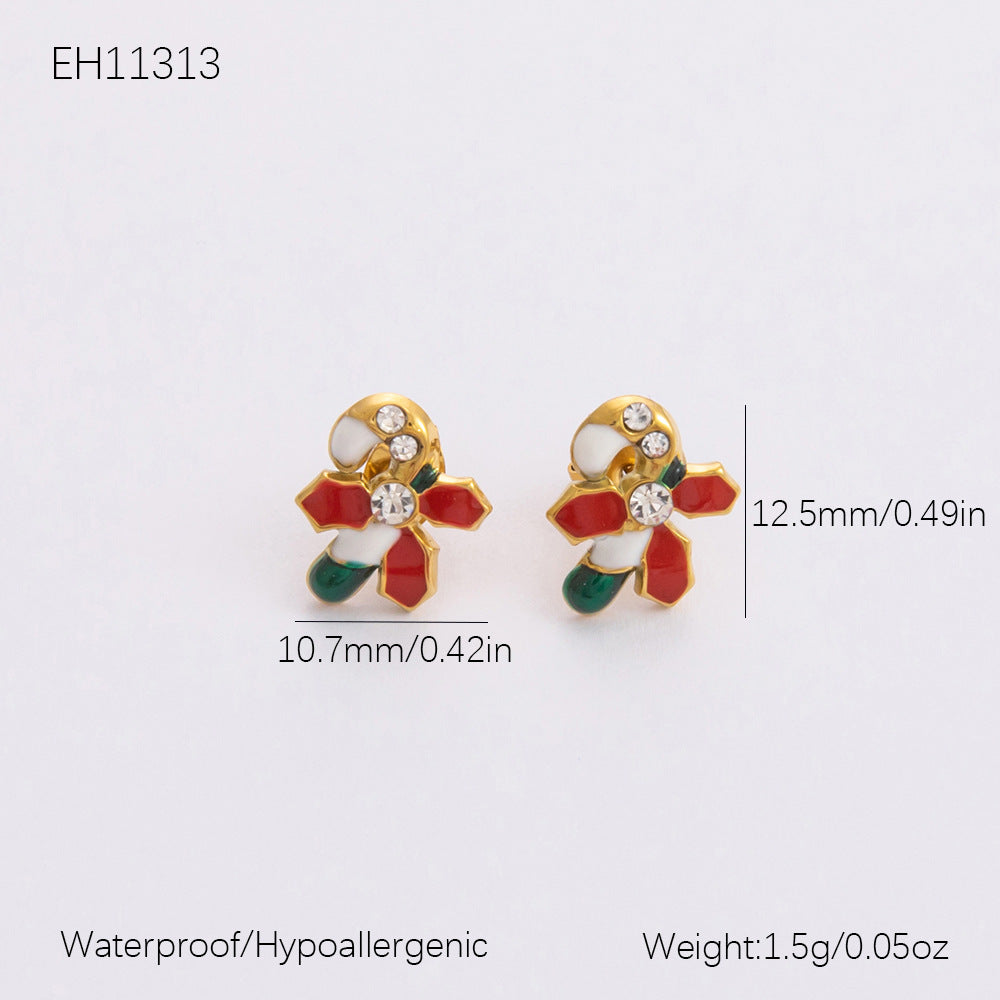Gold Stainless Steel Christmas Elderly Snowman Necklaces