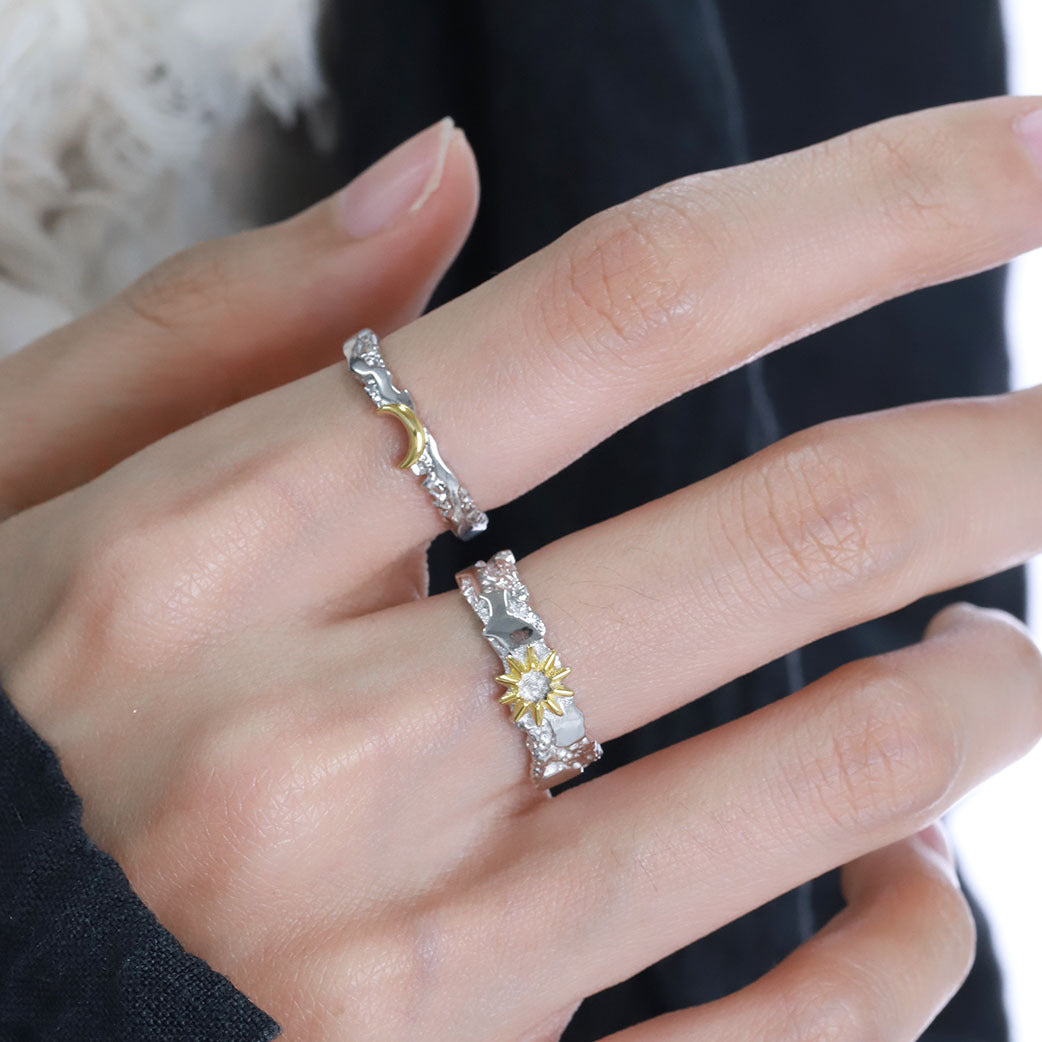 Women's & Men's Moon Couple Pair Of Affordable Luxury Fashion Rings