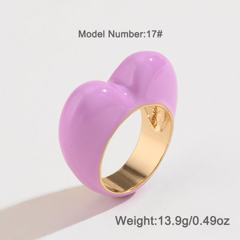 Peach Drop Oil Color Three-dimensional Enamel Rings