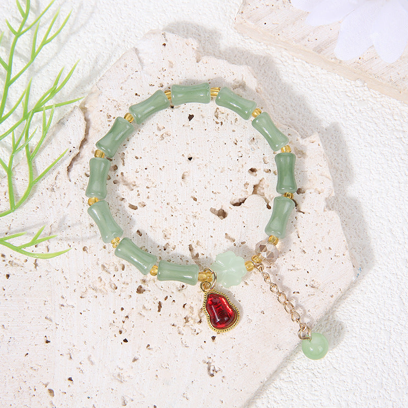 Bamboo Imitation Aventurine Festival High Peace Buckle Jade Bracelets