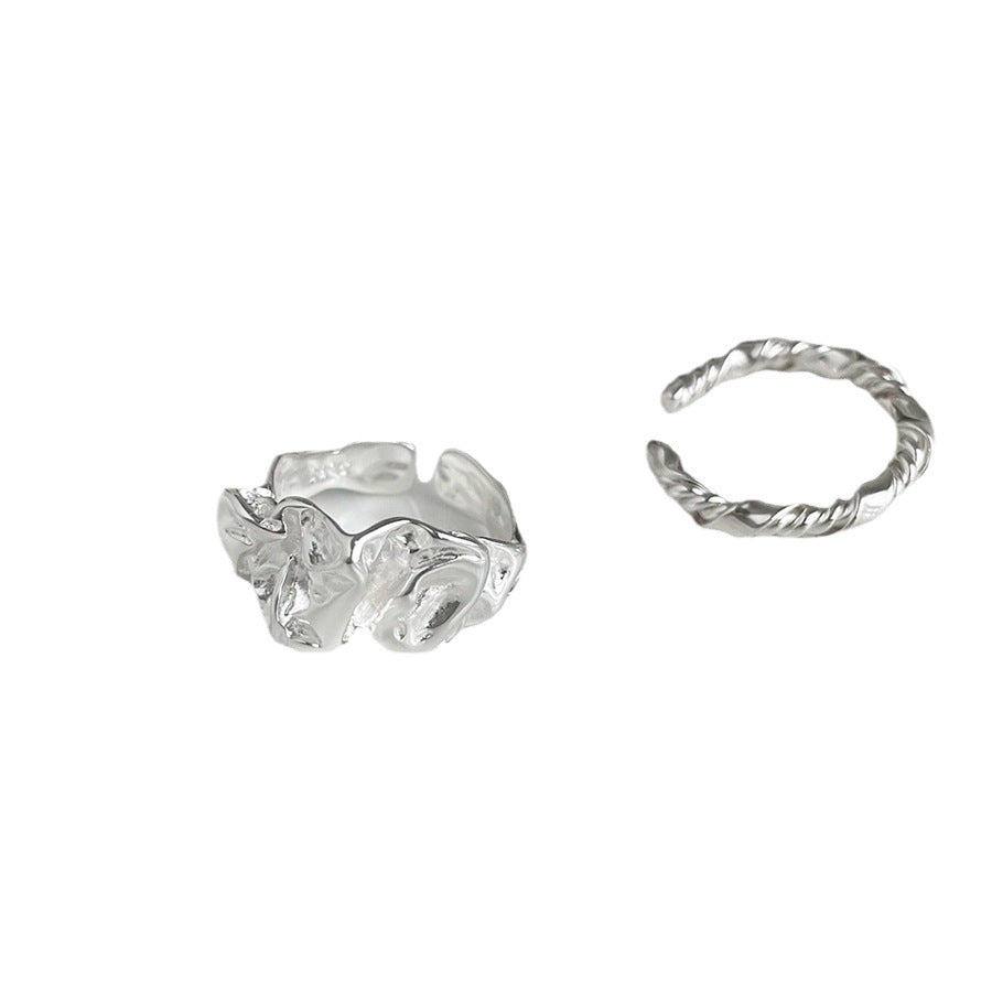 Cool Personalized Index Finger Female Tinfoil Texture Rings