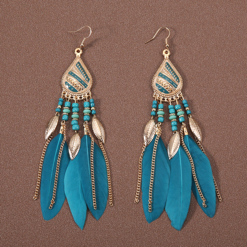 Women's Tassel For Water Drop Long Ethnic Earrings