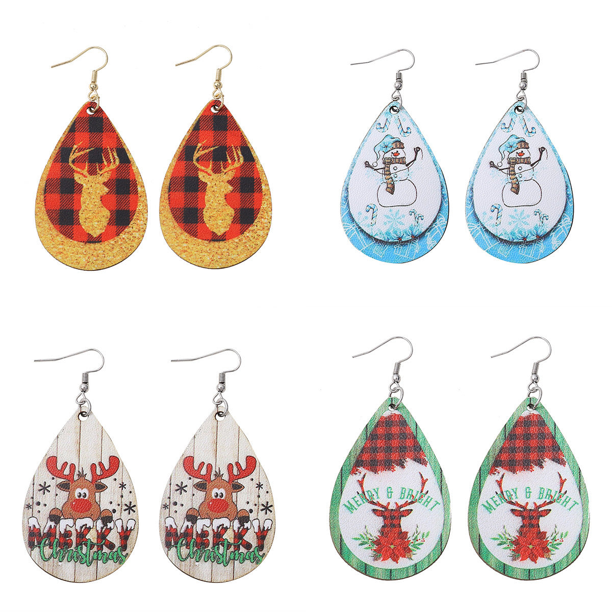 Snowman Black Red Plaid Elk Water Pendants