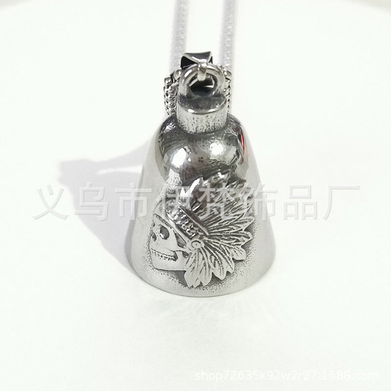 Indian Skull Chief Bell Stainless Steel Necklaces
