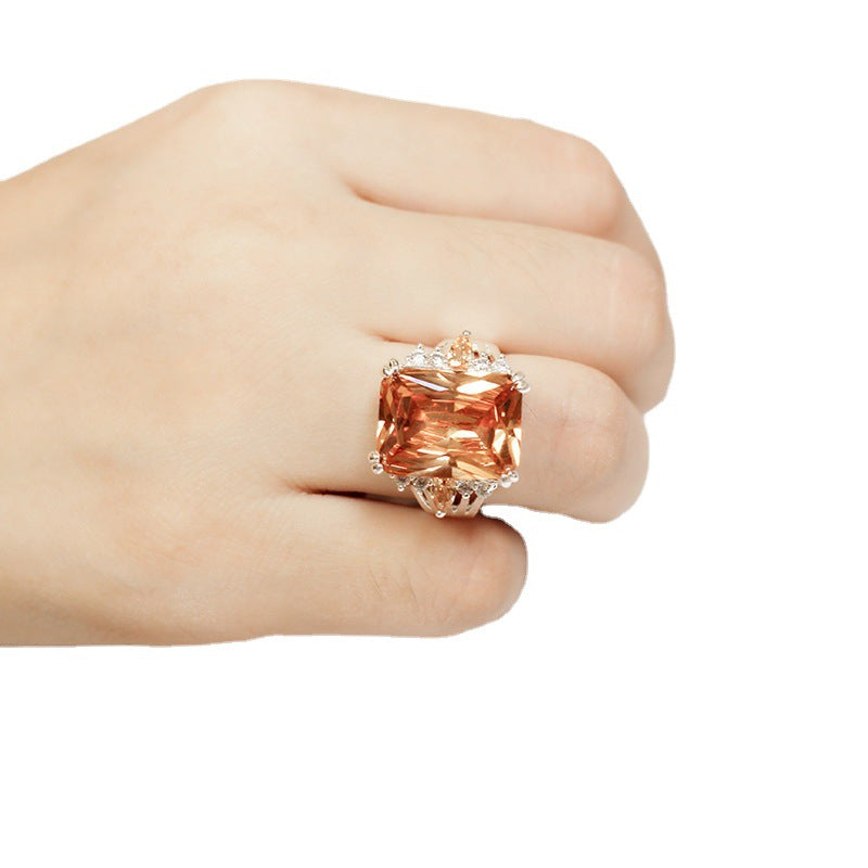 New Creative Exaggerated Colored Gemstone Ornament Rings