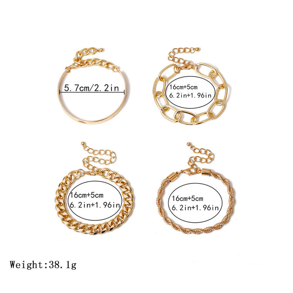 Women's Hip Hop Alloy Cuban Simple Hand Bracelets