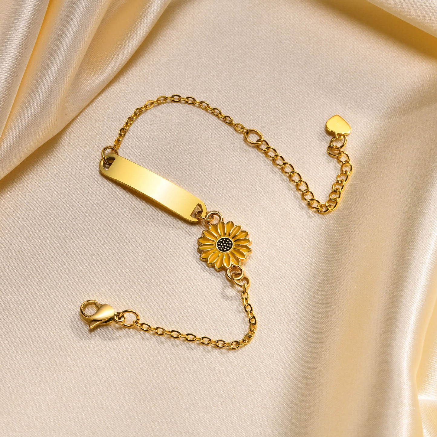 Women's & Children's Steel Blank Curved Alloy Sunflower Gold Can Bracelets