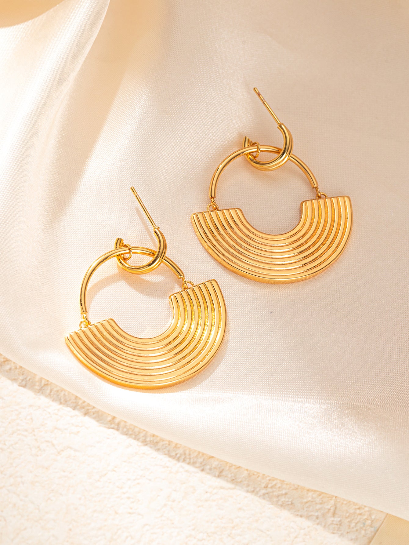Stainless Steel Ginkgo Leaf Petals Golden Earrings