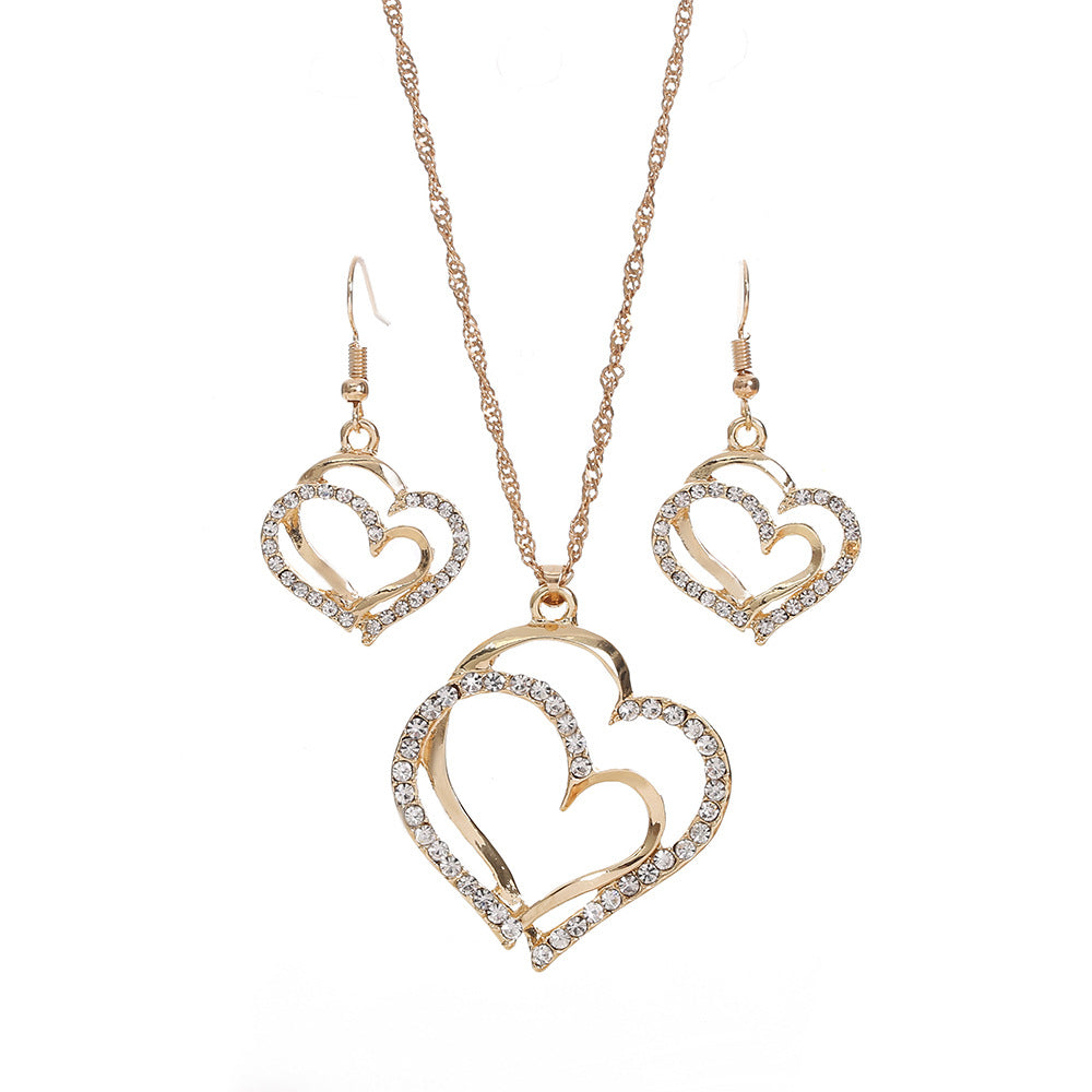 High-grade Heart Shaped Love Double Peach Fashion Trend Bridal Necklaces