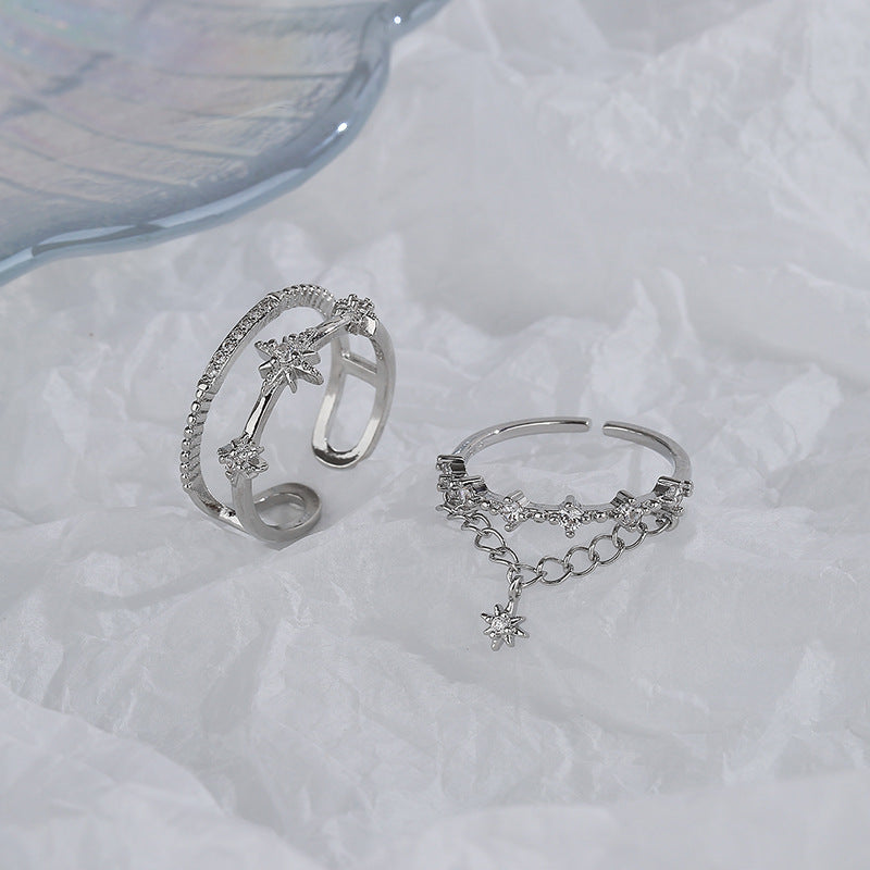 Debris Word Asterism Double Layer Index Finger Rings