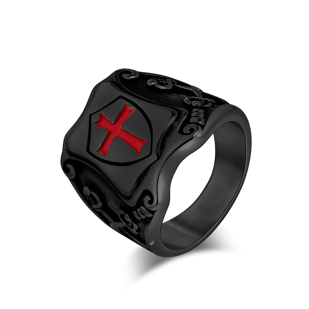 Men's Cross Eastward Legion Shield Titanium Steel Rings