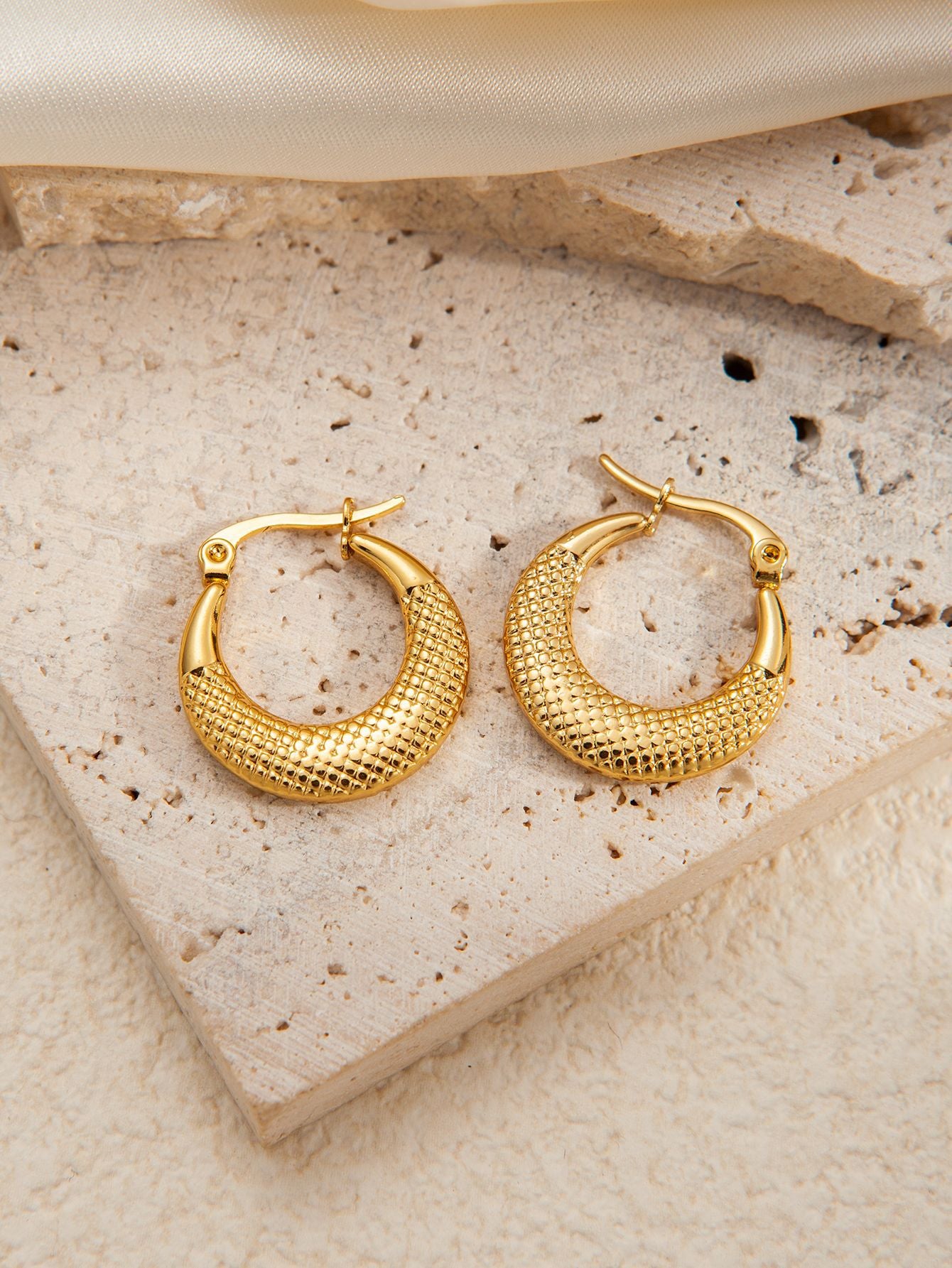 Stainless Steel Ginkgo Leaf Petals Golden Earrings