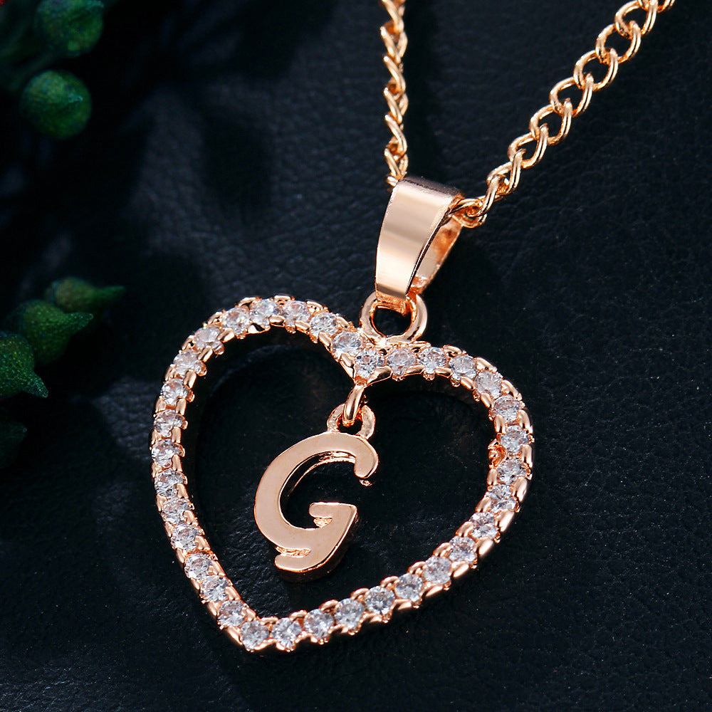 Letter Heart-shaped Zircon Jewelry Clavicle Chain Necklaces