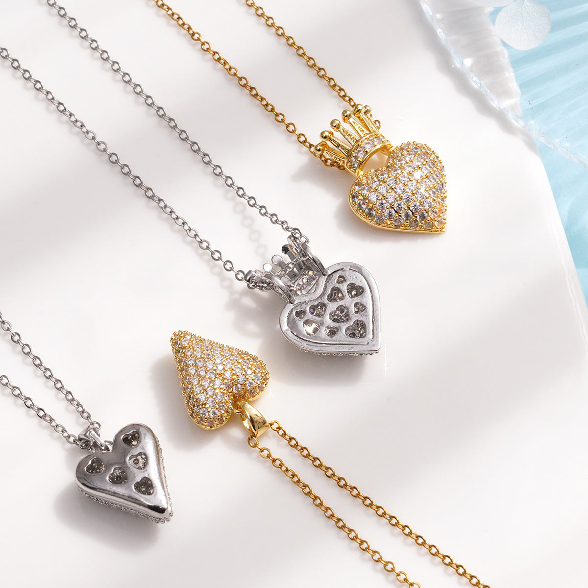 Love Crown Female Copper Plated Gold Micro Necklaces