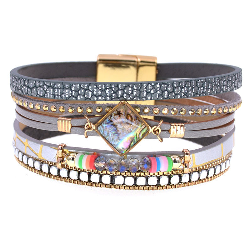 Women's High Quality Leather Fashion Zircon Accessories Bracelets