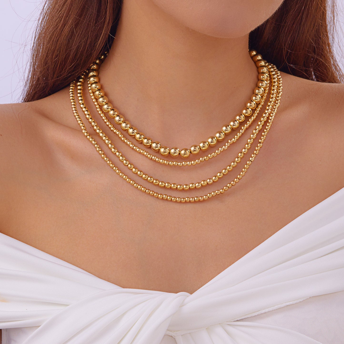 Twin Personality Size Round Beads String Necklaces