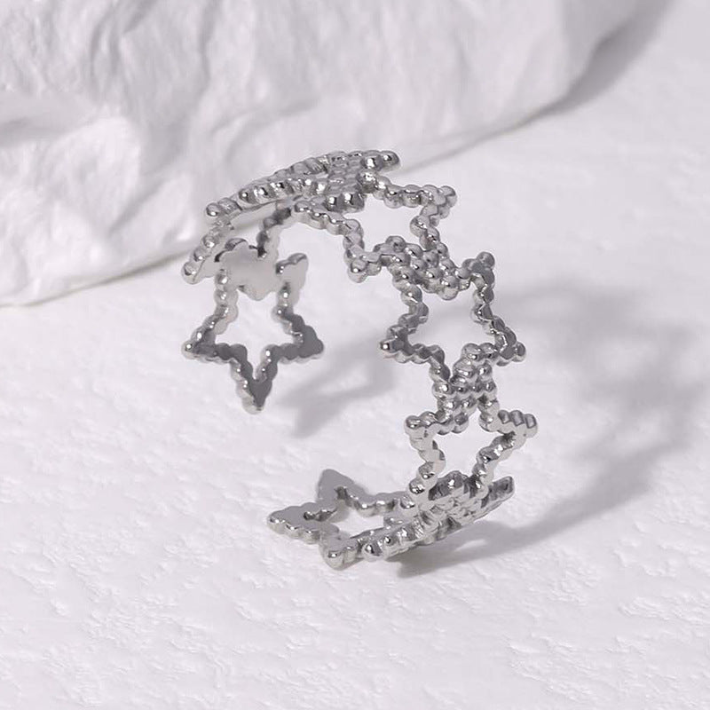 Five-pointed Star Titanium Steel Female Gold-plated Rings