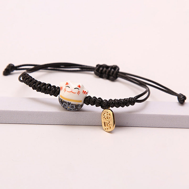Women's Line Ceramic Fortune Cat Niche Design Bracelets