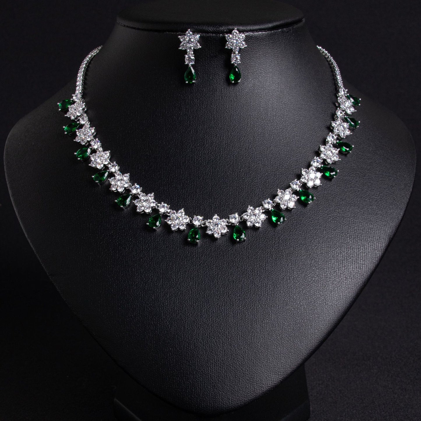 Colored Gems Bridal Zircon Inlaid Two-piece Jewelry Set
