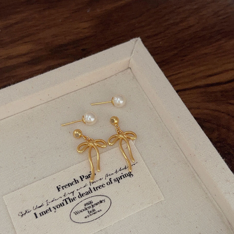 Pearl Bow Ribbon Show Face Fimbrilla Rings