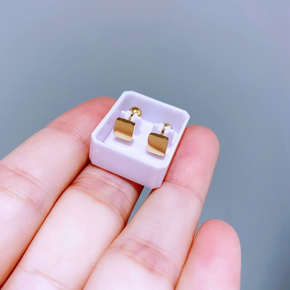 Basic Exquisite Small Glossy Metal Titanium Earrings