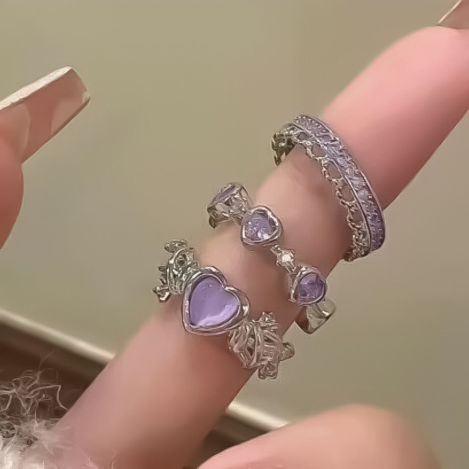 Love Heart-shaped Exquisite Light Luxury Butterfly Rings