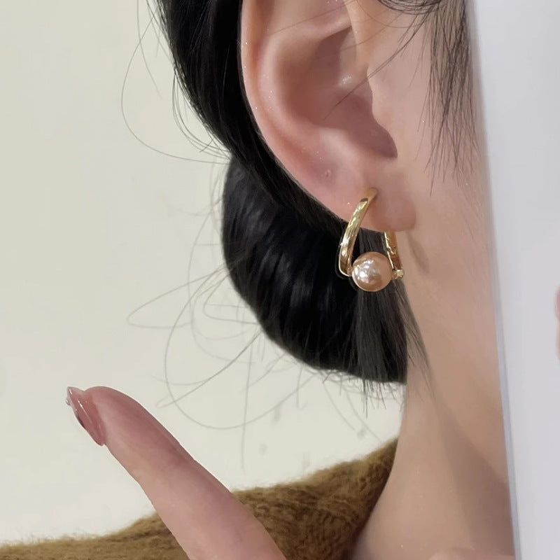 Pearl Ear Clip Elegant High-grade Beads Light Earrings